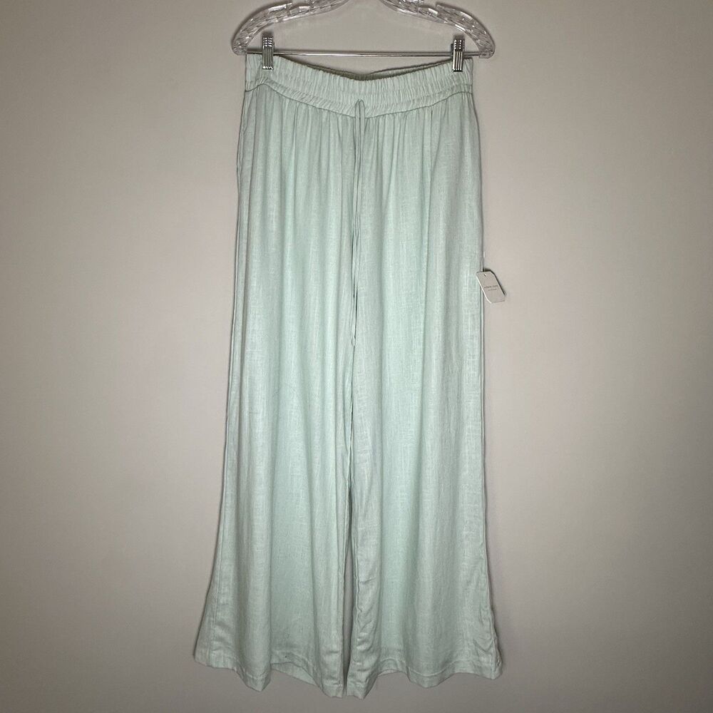 NWT Altar'd State VTG Women Wide Leg Linen Blend Pants Coastal Sz L Mint Classy